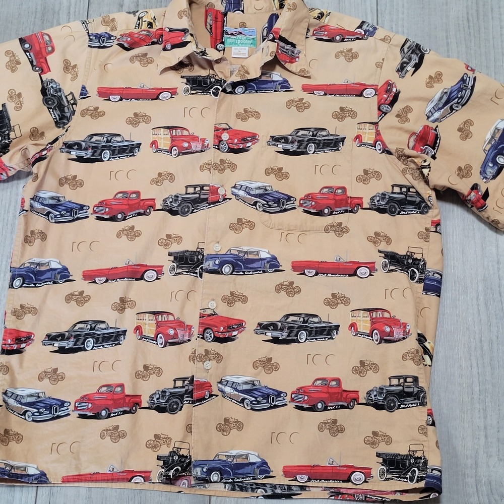 🚗Reyn Spooner Classic Cars Shirt Mens Large Vintage Auto Print Made in Hawaii - Picture 3 of 14